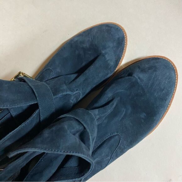 House of Harlow 1960 Blue suede Wrap Bootie low heel almond toe 36.5 / US 6 - Picture 3 of 11